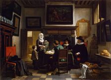 Distribution of Charity in the Alms-House, 1857. Creator: Hubertus van Hove