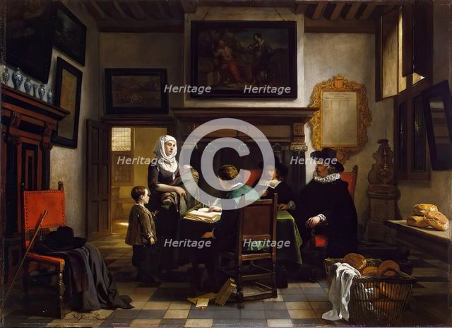 Distribution of Charity in the Alms-House, 1857. Creator: Hubertus van Hove.