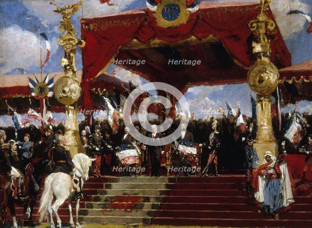 Distribution of flags at Longchamp on July 14, 1880, between 1880 and 1881. Creator: Jules Garnier.