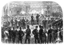 Distribution of Prizes to the 26th Middlesex Rifle Volunteers at Guildhall on Saturday last, 1865. Creator: Unknown
