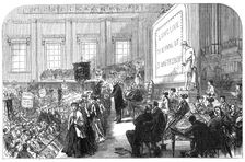 Distribution of prizes to ragged-school pupils at Exeter Hall, 1868. Creator: Unknown