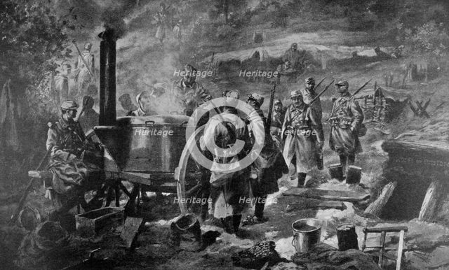 'Distribution of Soup at the Front', 1915. Artist: Unknown