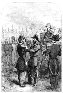 Distribution of the Queen's Medals to the French Crimean Troops, by H.R.H. the Duke of Cambridge, 18 Creator: Unknown