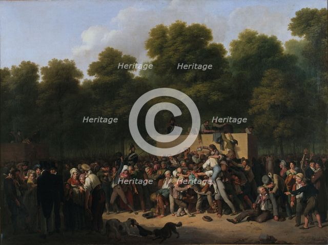 Distribution of wine and food on the Champs-Elysées on the occasion of King's..., 1822. Creator: Boilly, Louis-Léopold (1761-1845).