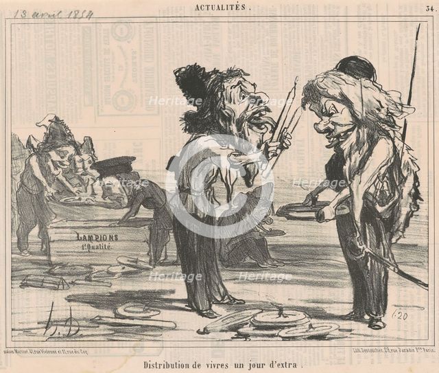 Distribution de vivres un jour d'extra, 19th century. Creator: Honore Daumier.