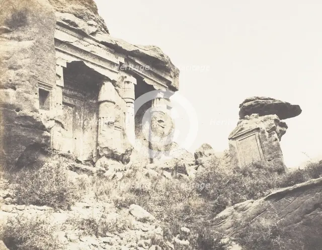 Djébel Selséleh (Silsilis), Steles Architecturales Taillées Dans les C..., 1851-52, printed 1853-54. Creator: Félix Teynard.