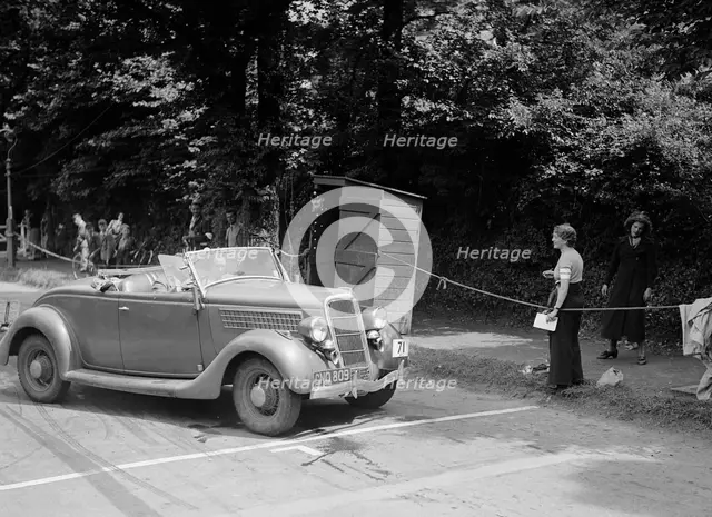 DJH Currie's Ford V8, winner of a silver award at the MCC Torquay Rally, July 1937. Artist: Bill Brunell.