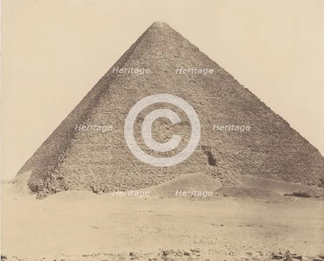 Djizeh (Nécropole de Memphis), Pyramide de Chéops (Grande Pyramide), 1851-52, printed 1853-54. Creator: Félix Teynard.
