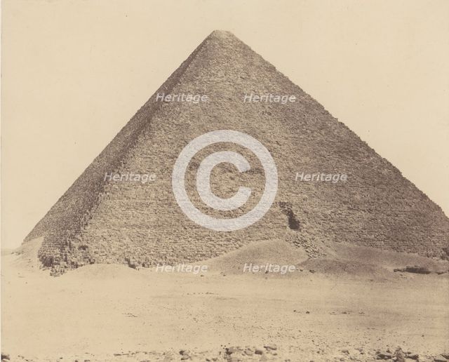 Djizeh (Nécropole de Memphis), Pyramide de Chéops (Grande Pyramide), 1851-52, printed 1853-54. Creator: Félix Teynard.