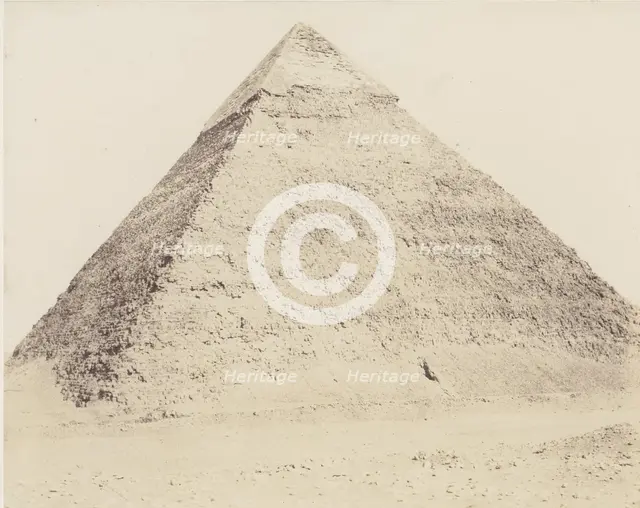 Djizeh (Nécropole de Memphis), Pyramide de Chéphren, 1851-52, printed 1853-54. Creator: Félix Teynard.