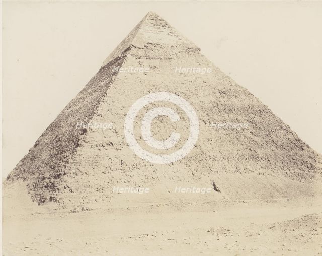 Djizeh (Nécropole de Memphis), Pyramide de Chéphren, 1851-52, printed 1853-54. Creator: Félix Teynard.