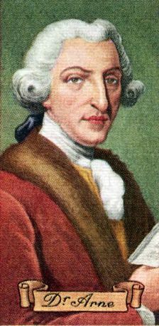 Dr. Arne, upholsterer and composer, taken from a series of cigarette cards, 1935