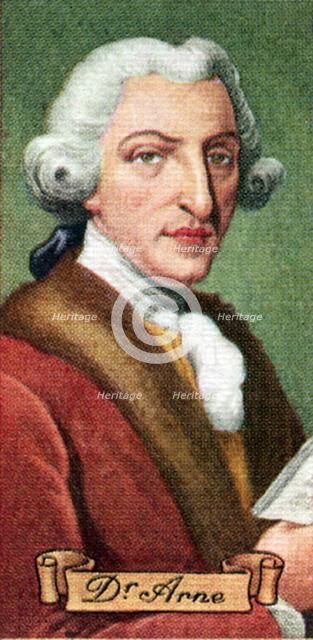 Dr. Arne, upholsterer and composer, taken from a series of cigarette cards, 1935. Artist: Unknown