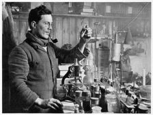 Dr Atkinson in his Laboratory 1911-1912. Creator: Herbert Ponting