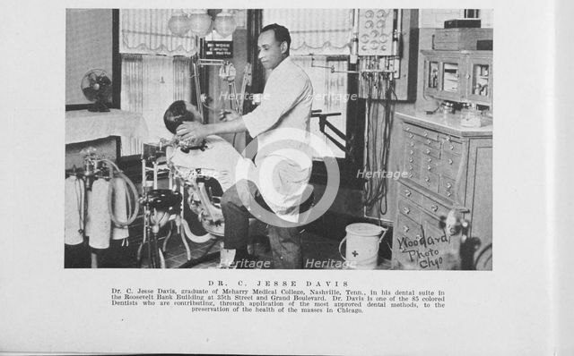 Dr. C. Jesse Davis, graduate of Meharry Medical College, Nashville, Tenn., in his dental..., 1925. Creator: Unknown.