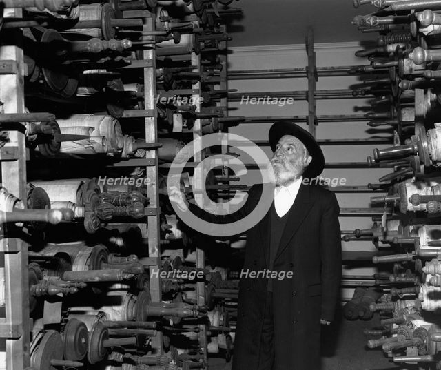 Dr David Brand, Scribe, at Westminster Synagogue, London, 1988. Creator: Sidney Harris.