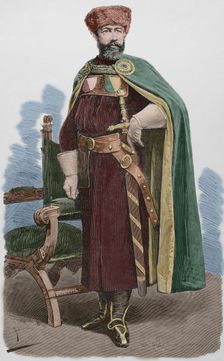 Dr Fastenrath, in the costume he wore in the historic procession of the Cologne festivities..., 1881 Creator: Tomás Carlos Capuz
