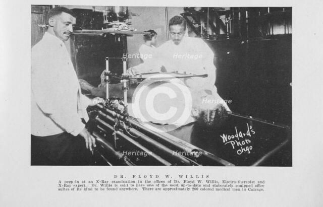 Dr. Floyd W. Willis; A peep-in at an X-ray examination in the offices of Dr. Floyd W..., 1925. Creator: Unknown.