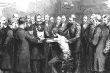 'Dr. Koch's Treatment for Consumption at the Royal Hospital, Berlin; Professor Pfuhl Innoculating a Creator: Unknown