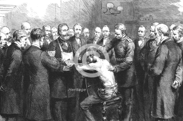 ''Dr. Koch's Treatment for Consumption at the Royal Hospital, Berlin; Professor Pfuhl Innoculating a Creator: Unknown.