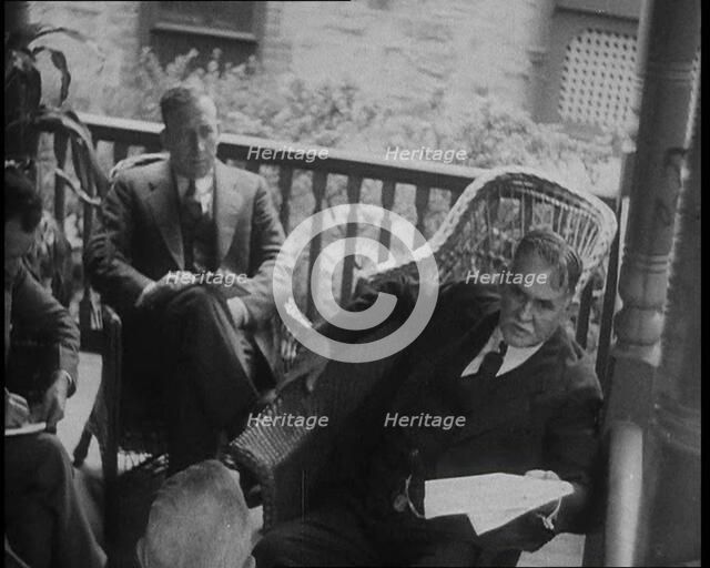 Dr John F Condon Being Interview by American Police Officers, 1930s. Creator: British Pathe Ltd.