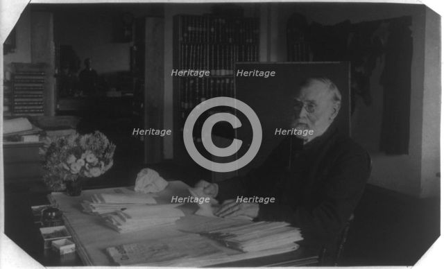 Dr John Scott; Mrs Harrison's father, aged 89, at work in the Pension Office, for APA., Nov 16, 1888 Creator: Frances Benjamin Johnston.