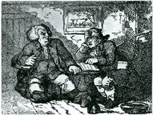 Dr Johnson and James Boswell recovering from a hangover after a night on the town. Artist: Thomas Rowlandson