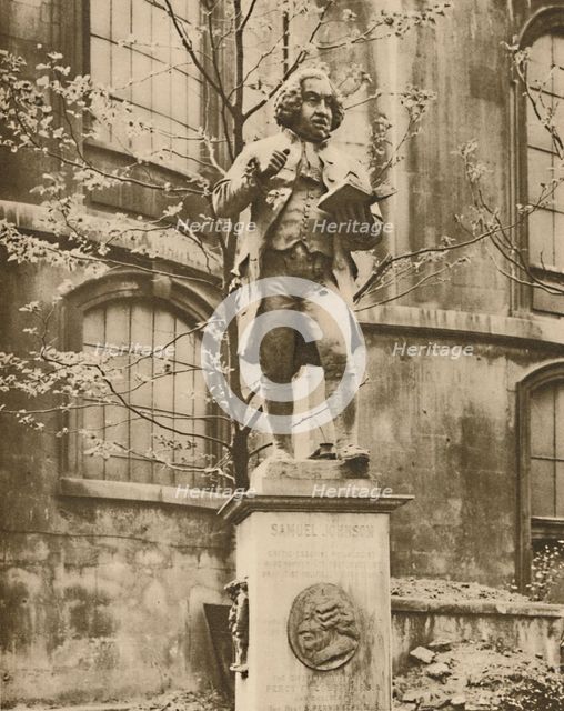 'Dr. Johnson on his Pedestal, Whence He Can See Fleet Street', c1935. Creator: Donald McLeish.