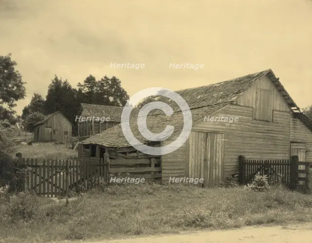 Dr. Jett's farm - outbuildings, Gordon - Green Terrace, Falmouth, between 1925 and 1929. Creator: Frances Benjamin Johnston.