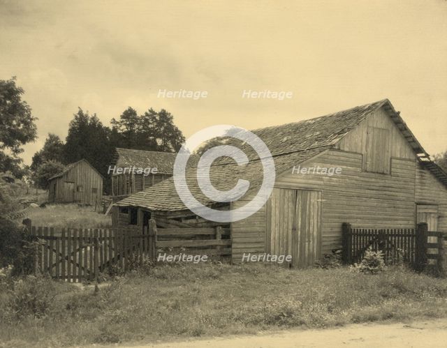 Dr. Jett's farm - outbuildings, Gordon - Green Terrace, Falmouth, between 1925 and 1929. Creator: Frances Benjamin Johnston.