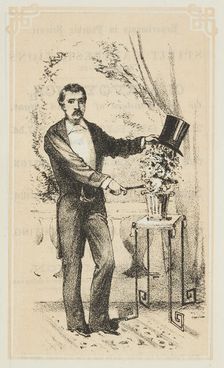 Dr. Lynn performs a magical illusion, 1870. Creator: Unknown