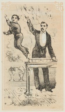 Dr. Lynn performs a magical illusion, 1870. Creator: Unknown