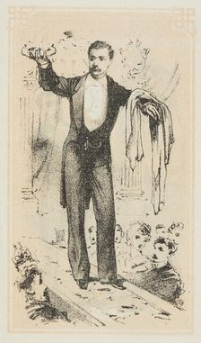 Dr. Lynn performs a magical illusion, 1870. Creator: Unknown