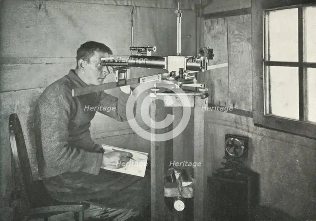 'Dr. Simpson at the Unifilar Magnetometer', 1911, (1913). Artist: Herbert Ponting.