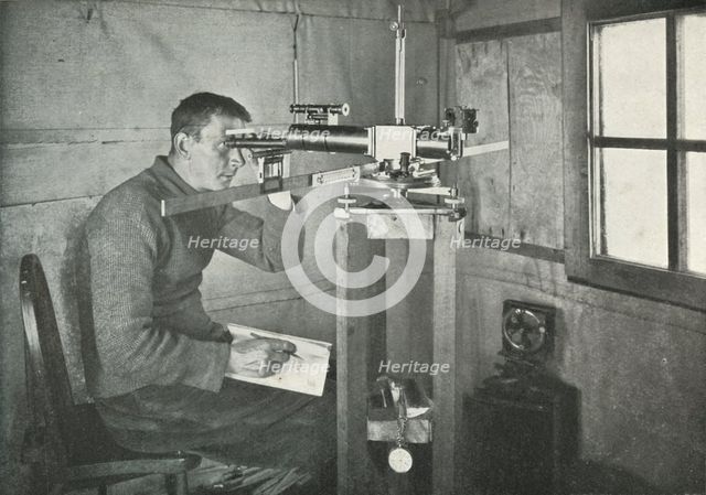 'Dr. Simpson at the Unifilar Magnetometer', 1911, (1913). Artist: Herbert Ponting.