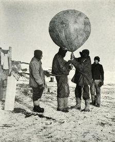 Dr. Simpson Sending Up a Balloon 1911, (1913). Artist: Herbert Ponting