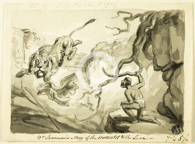 Dr. Sparman's Story of the Hottentot and the Lion, n.d. Creator: Samuel Howitt.