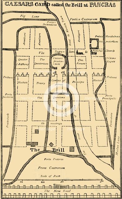 'Dr. Stukeley's Plan of the Camp at St. Pancras', c1750, (c1876). Creator: Unknown.