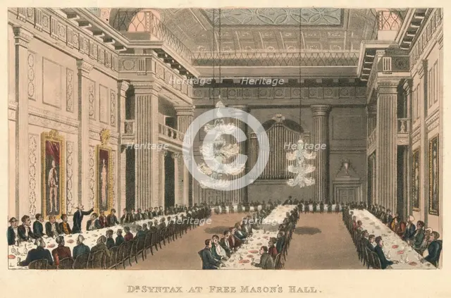'Dr Syntax at Free Mason's Hall', 1820. Artist: Thomas Rowlandson.