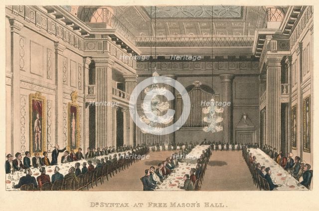 'Dr Syntax at Free Mason's Hall', 1820. Artist: Thomas Rowlandson.
