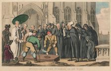Dr. Syntax at the Funeral of His Wife 1820. Artist: Thomas Rowlandson