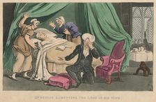 Dr Syntax Lamenting the Loss of His Wife 1820. Artist: Thomas Rowlandson