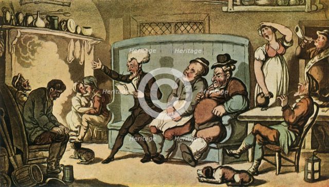 'Dr. Syntax Reading His "Tour" in the Kitchen of the Dun Cow', c1815, (1943).  Creator: Thomas Rowlandson.