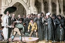 Dr Syntax watching his wife's coffin being lowered into the grave, 1820. Artist: Thomas Rowlandson