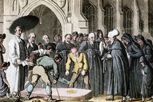 Dr Syntax watching his wife's coffin being lowered into the grave, 1820. Artist: Thomas Rowlandson