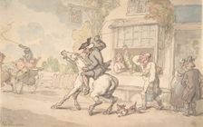 Dr. Syntax with a Balky Horse Before an Inn, 18th-19th century. Creator: Thomas Rowlandson