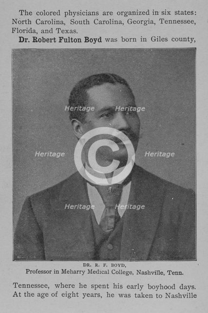 Dr. R.F. Boyd : Professor in Meharry Medical College, Nashville, Tenn., 1902. Creator: Unknown.