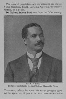 Dr. R.F. Boyd : Professor in Meharry Medical College, Nashville, Tenn., 1902. Creator: Unknown