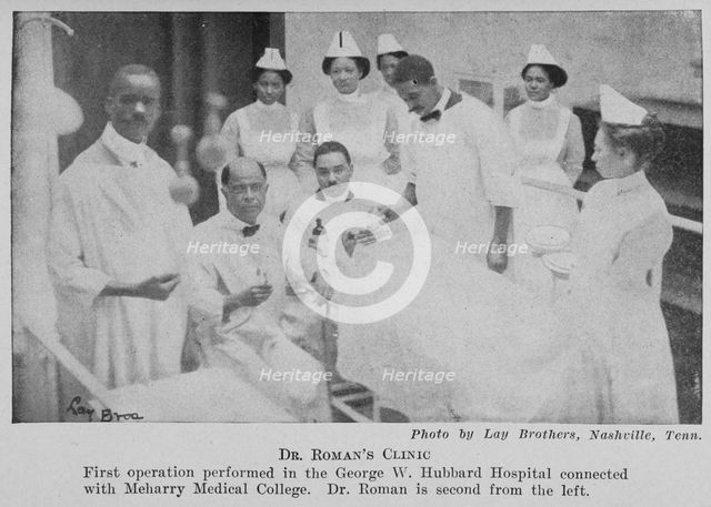 Dr. Roman's clinic; First Operation performed in the George W. Hubbard Hospital..., 1922. Creator: Unknown.