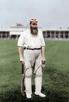 Dr WG Grace, English cricketer, playing for London County Cricket Club, c1899. Artist: WA Rouch